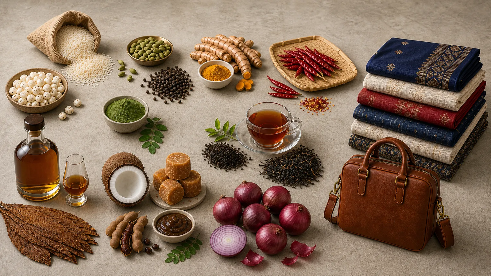 Premium Indian export products arranged for global trade